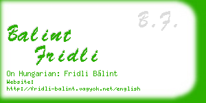 balint fridli business card